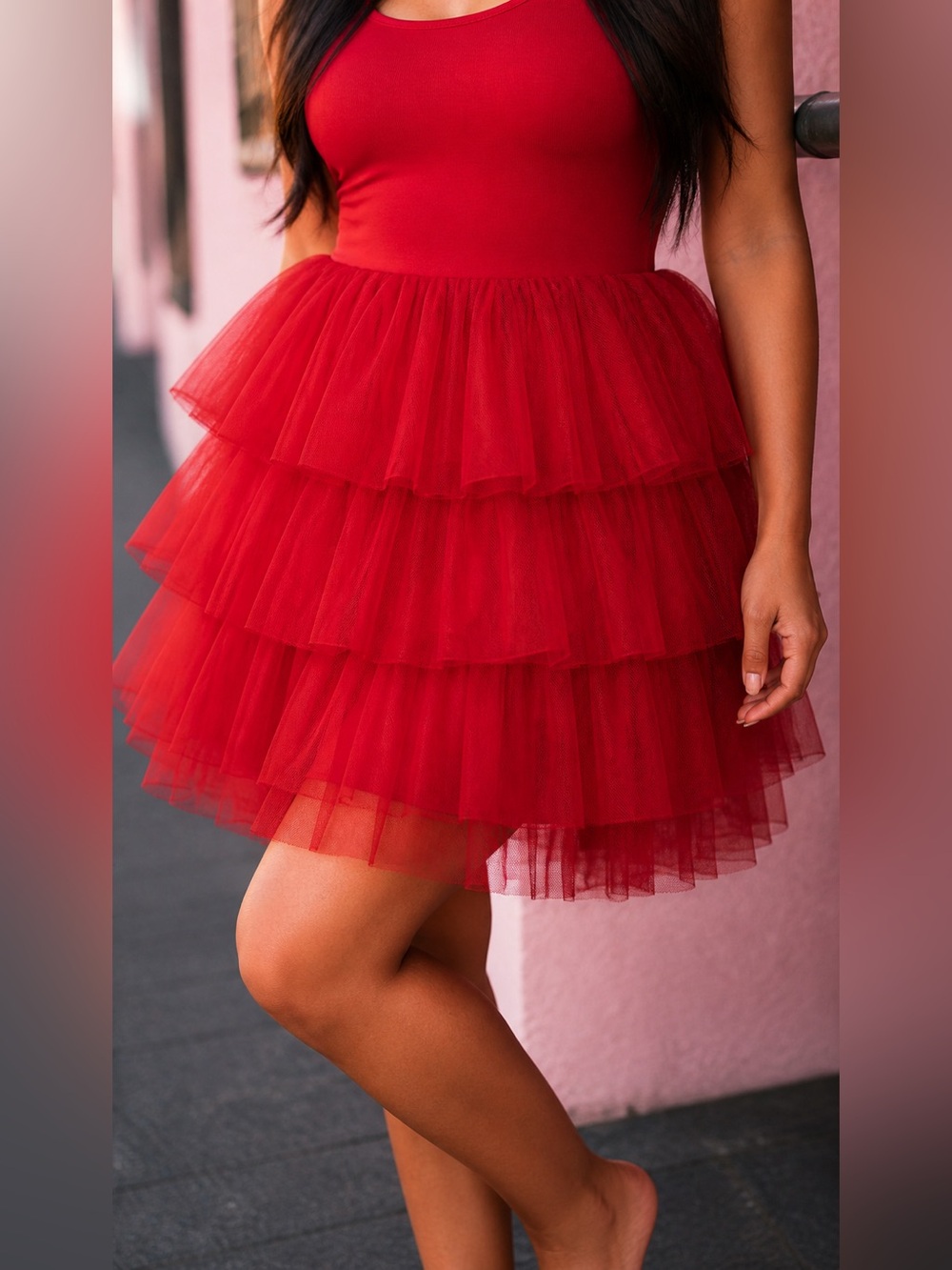 torrid Red Tiered Tulle Mini Dress - Picture 7 of 16